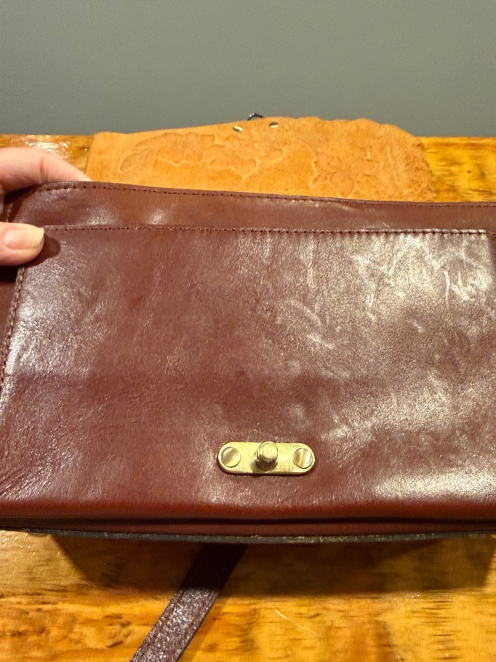 Patricia Nash Oxblood Floral Embossed Satchel with wallet - Picture 12 of 15